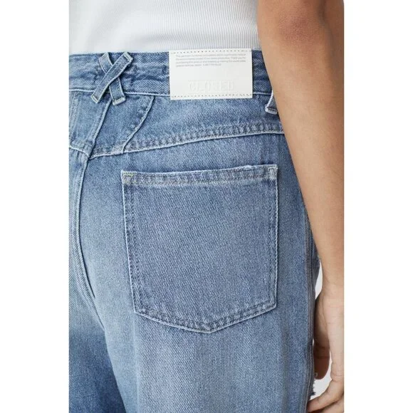 🆕 CLOSED Pearl High Rise Distressed Tapered Denim Jeans Blue 31 - Picture 6 of 16
